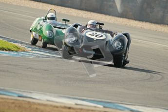 © Octane Photographic Ltd. 2012 Donington Historic Festival. Stirling Moss Trophy for pre-61 sportscars, qualifying. Lister Knobbly - Alastair Dovey, Mark Hales. Digital Ref : 0321cb1d9215
