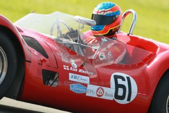 © Octane Photographic Ltd. 2012 Donington Historic Festival. Stirling Moss Trophy for pre-61 sportscars, qualifying. Maserati T61 Birdcage - Jason Minshaw. Digital Ref : 0321cb1d9226