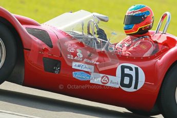 © Octane Photographic Ltd. 2012 Donington Historic Festival. Stirling Moss Trophy for pre-61 sportscars, qualifying. Maserati T61 Birdcage - Jason Minshaw. Digital Ref : 0321cb1d9229