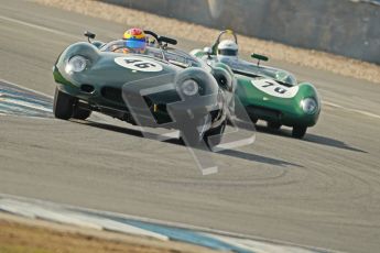 © Octane Photographic Ltd. 2012 Donington Historic Festival. Stirling Moss Trophy for pre-61 sportscars, qualifying. Lister Jaguar Costin - Chris Ward. Digital Ref : 0321cb1d9233
