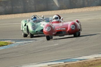 © Octane Photographic Ltd. 2012 Donington Historic Festival. Stirling Moss Trophy for pre-61 sportscars, qualifying. Lotus XI S1 Le Mans - Philip Champion, Sam Stretton. Digital Ref : 0321cb1d9252