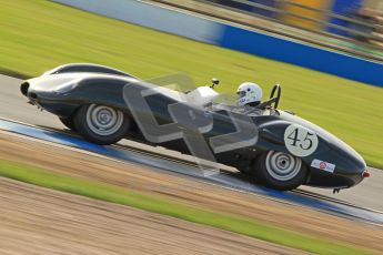 © Octane Photographic Ltd. 2012 Donington Historic Festival. Stirling Moss Trophy for pre-61 sportscars, qualifying. Lister Jaguar Costin - Darren McWhirter. Digital Ref : 0321cb7d0339