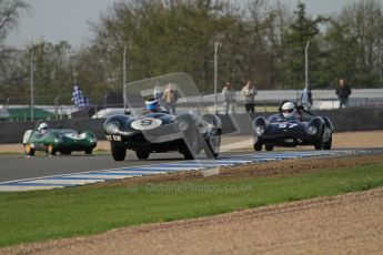 © Octane Photographic Ltd. 2012 Donington Historic Festival. Stirling Moss Trophy for pre-61 sportscars, qualifying. Jaguar D-type - Benjamin Eastick. Digital Ref : 0321lw7d0014