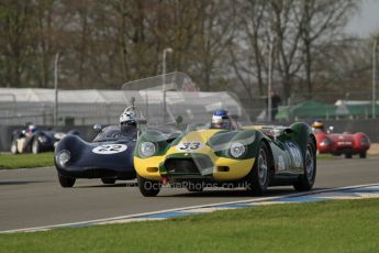 © Octane Photographic Ltd. 2012 Donington Historic Festival. Stirling Moss Trophy for pre-61 sportscars, qualifying. Lister Knobley - Jon Minshaw. Digital Ref : 0321lw7d9756