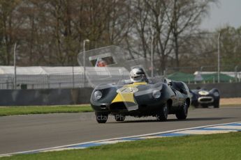 © Octane Photographic Ltd. 2012 Donington Historic Festival. Stirling Moss Trophy for pre-61 sportscars, qualifying. Lister Jaguar Costin - Darren McWhirter. Digital Ref : 0321lw7d9761