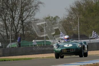 © Octane Photographic Ltd. 2012 Donington Historic Festival. Stirling Moss Trophy for pre-61 sportscars, qualifying. Aston-Martin DBR1 - Wolfgang Friedrichs,David Clark. Digital Ref : 0321lw7d9793