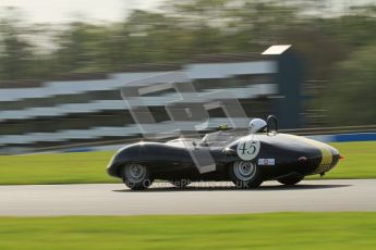© Octane Photographic Ltd. 2012 Donington Historic Festival. Stirling Moss Trophy for pre-61 sportscars, qualifying. Lister Jaguar Costin - Darren McWhirter. Digital Ref : 0321lw7d9825
