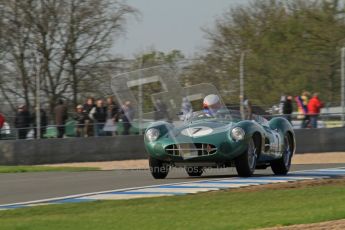 © Octane Photographic Ltd. 2012 Donington Historic Festival. Stirling Moss Trophy for pre-61 sportscars, qualifying. Aston-Martin DBR1 - Wolfgang Friedrichs,David Clark. Digital Ref : 0321lw7d9836