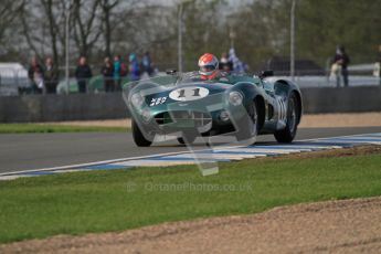 © Octane Photographic Ltd. 2012 Donington Historic Festival. Stirling Moss Trophy for pre-61 sportscars, qualifying. Aston Martin DBR1 - Bobby Verdon-Roe. Digital Ref : 0321lw7d9965