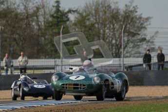 © Octane Photographic Ltd. 2012 Donington Historic Festival. Stirling Moss Trophy for pre-61 sportscars, qualifying. Aston-Martin DBR1 - Wolfgang Friedrichs,David Clark. Digital Ref : 0321lw7d9981