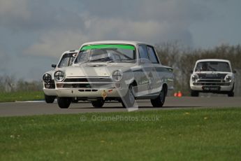 © Octane Photographic Ltd. 2012 Donington Historic Festival. U2TC. Ford Lotus Cortina - Gabriel and Dion Kremer. Digital Ref : 0323lw7d0325