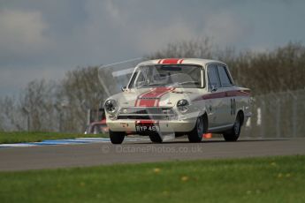 © Octane Photographic Ltd. 2012 Donington Historic Festival. U2TC. Ford Lotus Cortina - Mark Halstead,Stuart McPherson. Digital Ref : 0323lw7d0462