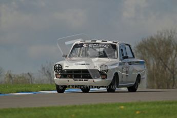 © Octane Photographic Ltd. 2012 Donington Historic Festival. U2TC. Ford Lotus Cortina - James Thorpe, John Griffiths. Digital Ref : 0323lw7d0505