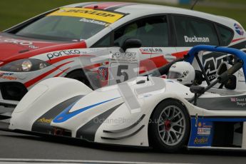 © Octane Photographic Ltd. Donington Park - General Test - 19th April 2012. David Rogers, Radical SR3RS and Gary Duckman, Seat Leon, BARC Dunlop Production Touring Car Trophy. Digital ref : 0297lw1d9558