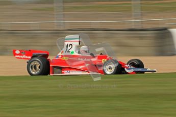 © Octane Photographic Ltd. Donington Park un-silenced general testing. Thursday 29th March 2012. Ex-Niki Lauda Ferrari 312T, Historic F1. Digital Ref : 0261cb7d4953