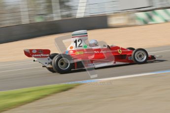 © Octane Photographic Ltd. Donington Park un-silenced general testing. Thursday 29th March 2012. Ex-Niki Lauda Ferrari 312T, Historic F1. Digital Ref : 0261cb7d5146