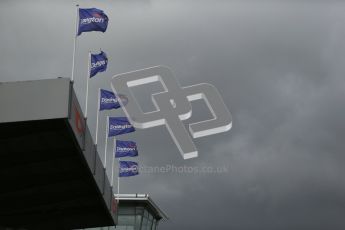 © Octane Photographic Ltd. 2012. Donington Park - General Test Day. Thursday 16th August 2012. Formula Renault BARC. Donington Park flags with storm clouds gathering. Digital Ref : 0458cb1d0779