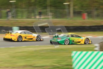 © Octane Photographic Ltd. 2012. DTM – Brands Hatch  - Friday Practice 1. Mike Rockenfeller - Audi A5 DTM - Audi Sport Team Phoenix and Timo Scheider - Audi A5 DTM - Audi Sport Team Abt Sportsline. Digital Ref :