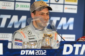 © Octane Photographic Ltd. 2012. DTM – Brands Hatch - Post-race press conference. Sunday 20th May 2012. Gary Paffett - AMG C-Coupe - Thomas Sabo Mercedes AMG.  Digital Ref : 0346cb7d7286