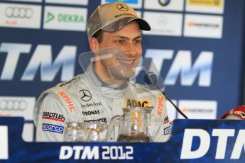© Octane Photographic Ltd. 2012. DTM – Brands Hatch - Post-race press conference. Sunday 20th May 2012. Gary Paffett - AMG C-Coupe - Thomas Sabo Mercedes AMG. Digital Ref : 0346cb7d7286