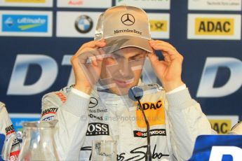 © Octane Photographic Ltd. 2012. DTM – Brands Hatch  - Saturday Press Conference. Gary Paffett - Mercedes AMG C-Coupe - Thomas Sabo Mercedes AMG. Digital Ref :