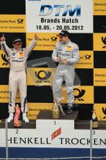 © Octane Photographic Ltd. 2012. DTM – Brands Hatch - Race. Sunday 20th May 2012. Gary Paffett - Mercedes AMG C-Coupe - Thomas Sabo Mercedes AMG and Bruno Spengler - BMW M3 DTM - BMW Team Schnitzer. Digital Ref :