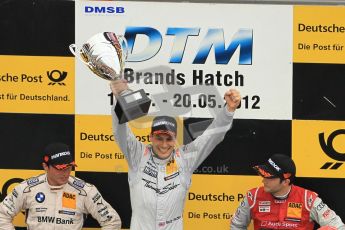 © Octane Photographic Ltd. 2012. DTM – Brands Hatch - Race. Sunday 20th May 2012. Gary Paffett - Mercedes AMG C-Coupe - Thomas Sabo Mercedes AMG, Bruno Spengler - BMW M3 DTM - BMW Team Schnitzer and Mike Rockenfeller - Audi A5 DTM - Audi Sport Team Phoenix. Digital Ref :