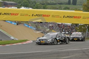 © Octane Photographic Ltd. 2012. DTM – Brands Hatch - Race. Sunday 20th May 2012. Gary Paffett - Mercedes AMG C-Coupe - Thomas Sabo Mercedes AMG and Bruno Spengler - BMW M3 DTM - BMW Team Schnitzer. Digital Ref :