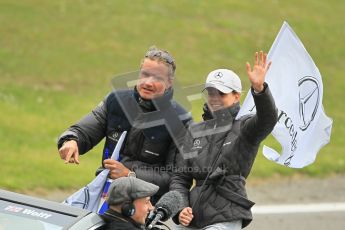 © Octane Photographic Ltd. 2012. DTM – Brands Hatch - DTM Drivers' presentation. Sunday 20th May 2012. David Coulthard and Susie Wolff. Digital Ref : 0348cb1d9470
