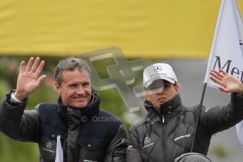 © Octane Photographic Ltd. 2012. DTM – Brands Hatch - Drivers Parade. Sunday 20th May 2012. David Coulthard and Susie Wolff. Digital Ref : 0348lw7d5809