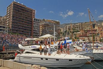 © Octane Photographic Ltd. 2012. F1 Monte Carlo - Qualifying - Session 1. Saturday 26th May 2012. The crowds gather on land and on the yachts to watch qualifying unfold. Digital Ref : 0355cb7d8755