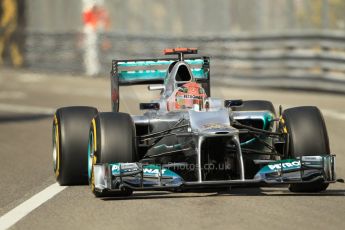 © Octane Photographic Ltd. 2012. F1 Monte Carlo - Practice 1. Thursday 24th May 2012. Michael Schumacher - Mercedes. Digital Ref : 0350cb1d0152