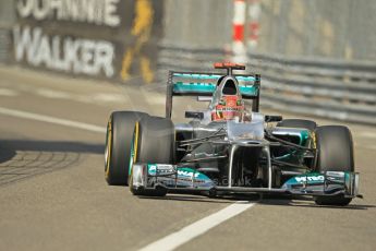© Octane Photographic Ltd. 2012. F1 Monte Carlo - Practice 1. Thursday 24th May 2012. Michael Schumacher - Mercedes. Digital Ref : 0350cb1d0345