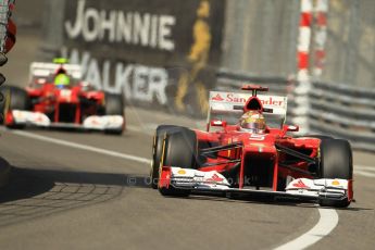 © Octane Photographic Ltd. 2012. F1 Monte Carlo - Practice 1. Thursday 24th May 2012. Fernando Alonso and Felipe Massa - Ferrari. Digital Ref : 0350cb1d0366