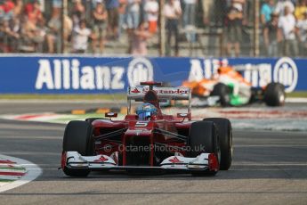 © 2012 Octane Photographic Ltd. Italian GP Monza - Friday 7th September 2012 - F1 Practice 1. Ferrari F2012 - Fernando Alonso and Force India VJM05 - Paul di Resta. Digital Ref : 0505lw7d5733