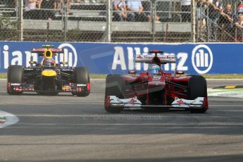© 2012 Octane Photographic Ltd. Italian GP Monza - Friday 7th September 2012 - F1 Practice 1. Ferrari F2012 - Fernando Alonso and Red Bull RB8 - Mark Webber. Digital Ref : 0505lw7d5885
