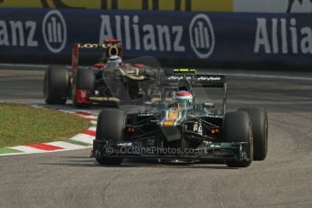 © 2012 Octane Photographic Ltd. Italian GP Monza - Saturday 8th September 2012 - F1 Practice 3. Caterham CT01 - Vitaly Petrov and Lotus E20 - Kimi Raikkonen. Digital Ref :