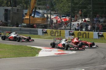 World © Octane Photographic Ltd. Formula 1 Italian GP, 9th September 2012. Vodafone McLaren Mercedes MP4/27 - Lewis Hamilton and Jenson Button and Ferrari F2012 - Felipe Massa. Digital Ref : 0518lw1d9072