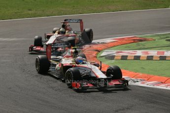 World © Octane Photographic Ltd. Formula 1 Italian GP, 9th September 2012. HRT F112s in formation; Narain Karthikeyan leading Pedro de la Rosa. Digital Ref : 0518lw1d9310