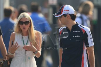 World © Octane Photographic Ltd. Formula 1 Italian GP, F1 Paddock. 9th September 2012 - Bruno Senna (Williams) with girlfriend Charlotte Evans. . Digital Ref : 0517lw1d8816