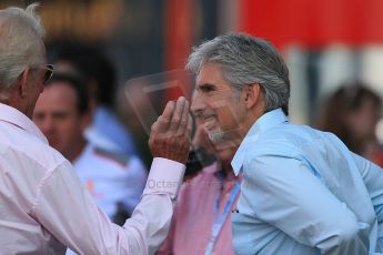 World © Octane Photographic Ltd. Formula 1 Italian GP, F1 Paddock. 9th September 2012. Damon Hill and John Button. Digital Ref : 0517lw1d8870