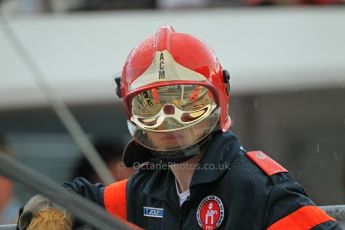© Octane Photographic Ltd. 2012. F1 Monte Carlo - Practice 2. Thursday 24th May 2012. Monaco Fire Marshal in the rain. Digital Ref : 0352cb1d6066