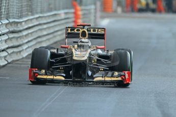 © Octane Photographic Ltd. 2012. F1 Monte Carlo - Practice 2. Thursday 24th May 2012. Kimi Raikkonen - Lotus reverted back to his normal helmet design towards the end of the session. Digital Ref : 0352cb1d6075
