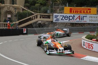 © Octane Photographic Ltd. 2012. F1 Monte Carlo - Practice 2. Thursday 24th May 2012. Nico Hulkenberg and Paul di Resta - Force India. Digital Ref : 0352cb7d7995