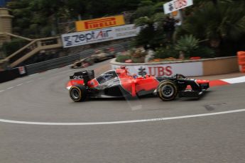 © Octane Photographic Ltd. 2012. F1 Monte Carlo - Practice 2. Thursday 24th May 2012. Timo Glock - Marussia. Digital Ref : 0352cb7d8048