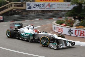 © Octane Photographic Ltd. 2012. F1 Monte Carlo - Practice 2. Thursday 24th May 2012. Michael Shumacher - Mercedes. Digital Ref : 0352cb7d8140