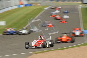 © Octane Photographic Ltd. 2012. Donington Park. Saturday 18th August 2012. Formula Renault BARC Race 1. Kieran Vernon - Hillspeed, leads the battle for 3rd early in the race. Digital Ref : 0462cb7d0594