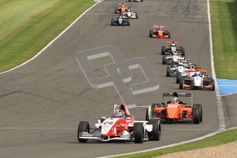 © Octane Photographic Ltd. 2012. Donington Park. Saturday 18th August 2012. Formula Renault BARC Race 1. Kieran Vernon - Hillspeed.  Kieran Vernon - Hillspeed, leads the battle for 3rd early in the race. Digital Ref : 0462cb7d0632