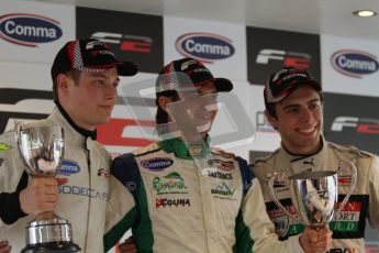 © Octane Photographic Ltd. 2012. FIA Formula 2 - Brands Hatch - Sunday 15th July 2012 - Race 2 - Mihai Marinescu, Christopher Zanella and Dino Zamparelli. Digital Ref : 0408lw7d0254