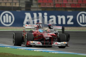 © 2012 Octane Photographic Ltd. German GP Hockenheim - Friday 20th July 2012 - F1 Practice 1. Ferrari F2012 - Fernando Alonso followed by the Williams FW34 of Pastor Maldonado. Digital Ref : 0410lw1d4243